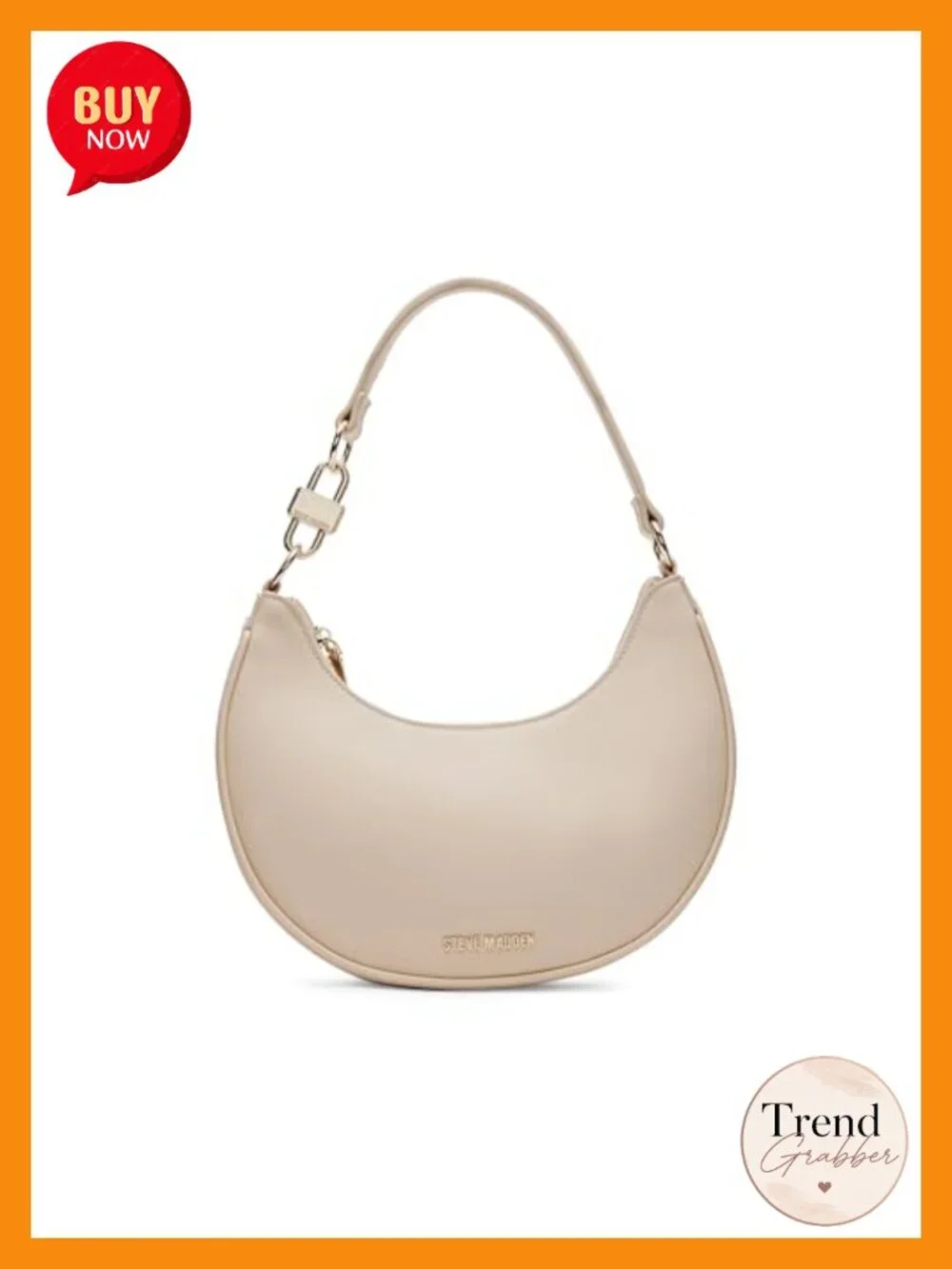 Crescent Shoulder Bag with Zip Closure and Multiple Pockets